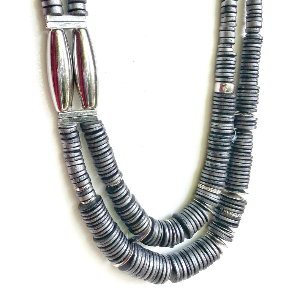 Vintage Chunky Gray Heishi Bead Layered Necklace | Chico's Statement Jewelry EUC